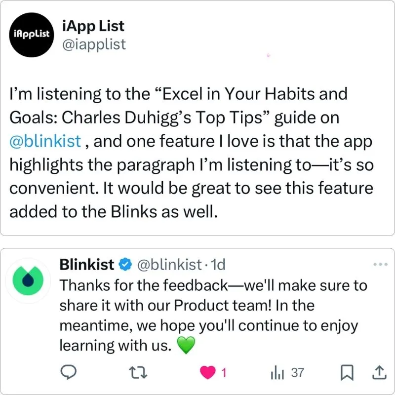 My X post about Blinkist