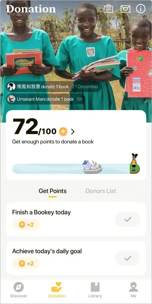 Donations tab