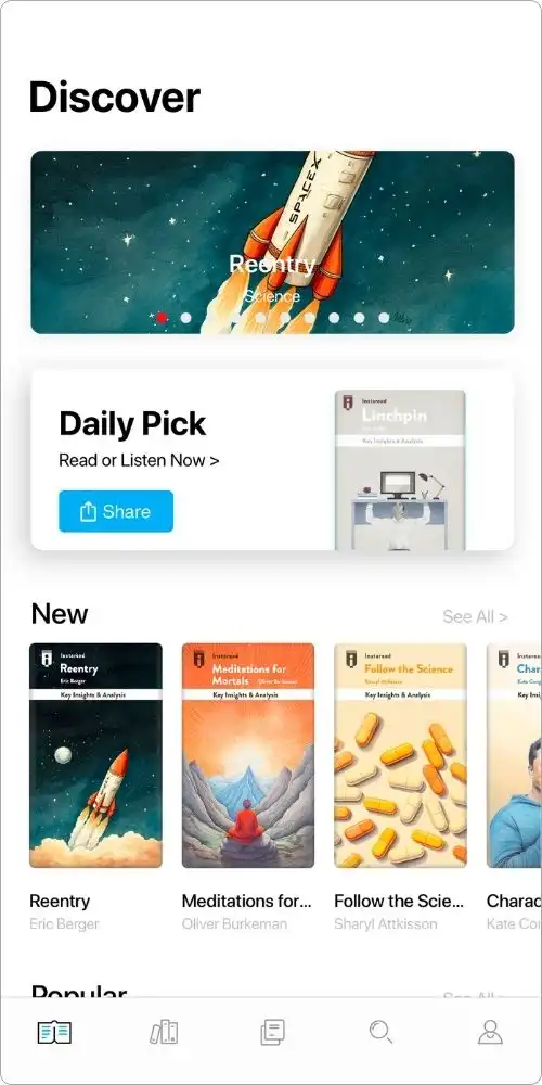 Instaread app homepage screenshot