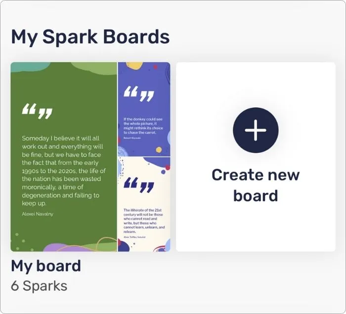 My spark boards section