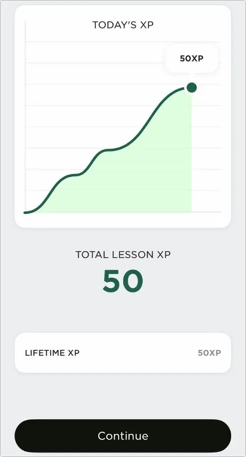 XP rewards in first lesson