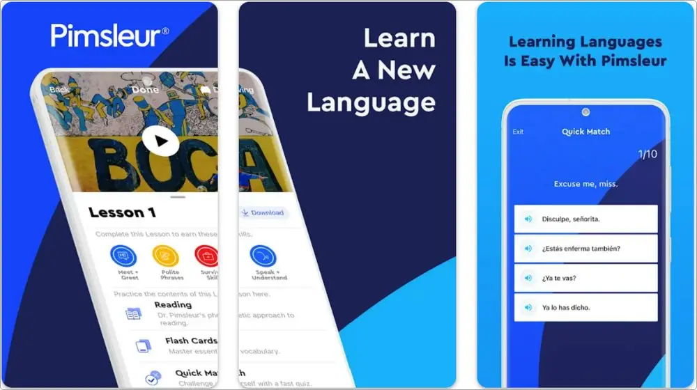 Pimsleur app screenshots