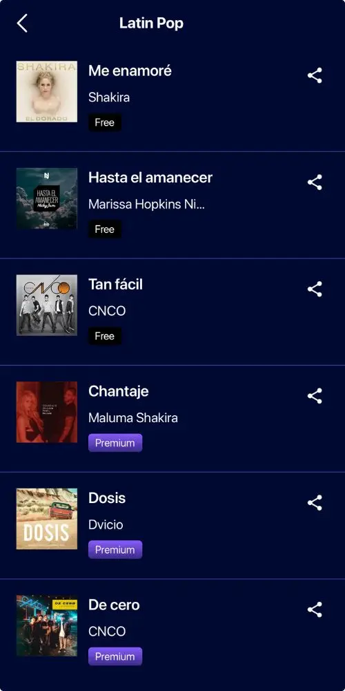 Select a song in Lirica app