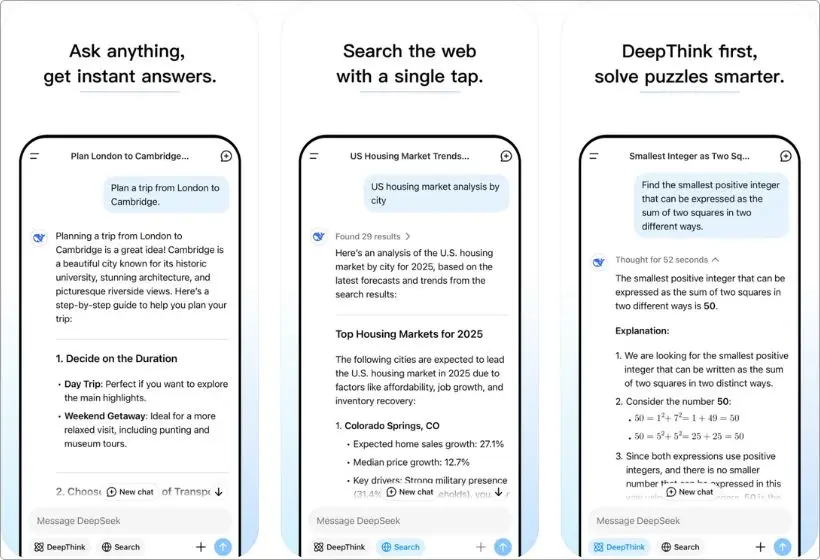 DeepSeek app screenshots