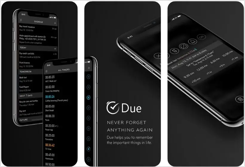 Due app screenshots