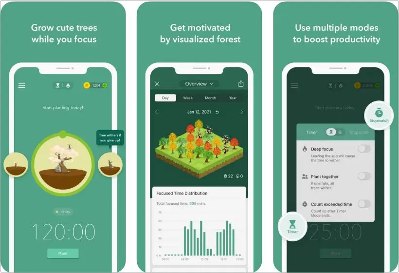 Forest app screenshots