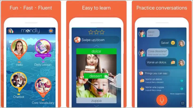 Mondly app screenshots