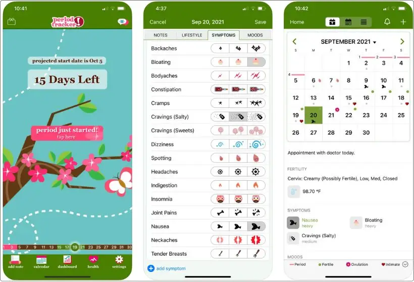 Period Tracker by GP Apps app screenshots