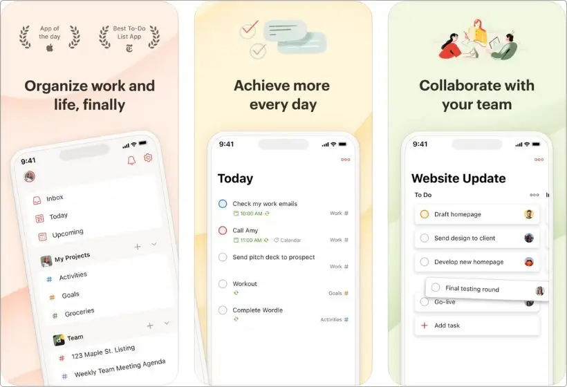 Todoist app screenshots