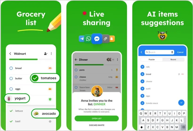 Listonic app screenshots