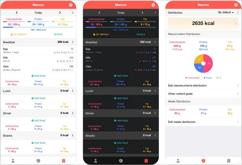 Macros app screenshots