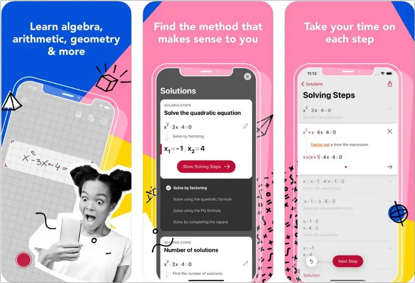 Photomath app screenshots