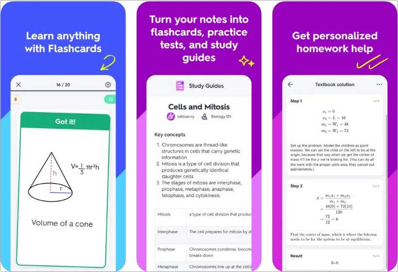 Quizlet app screenshots