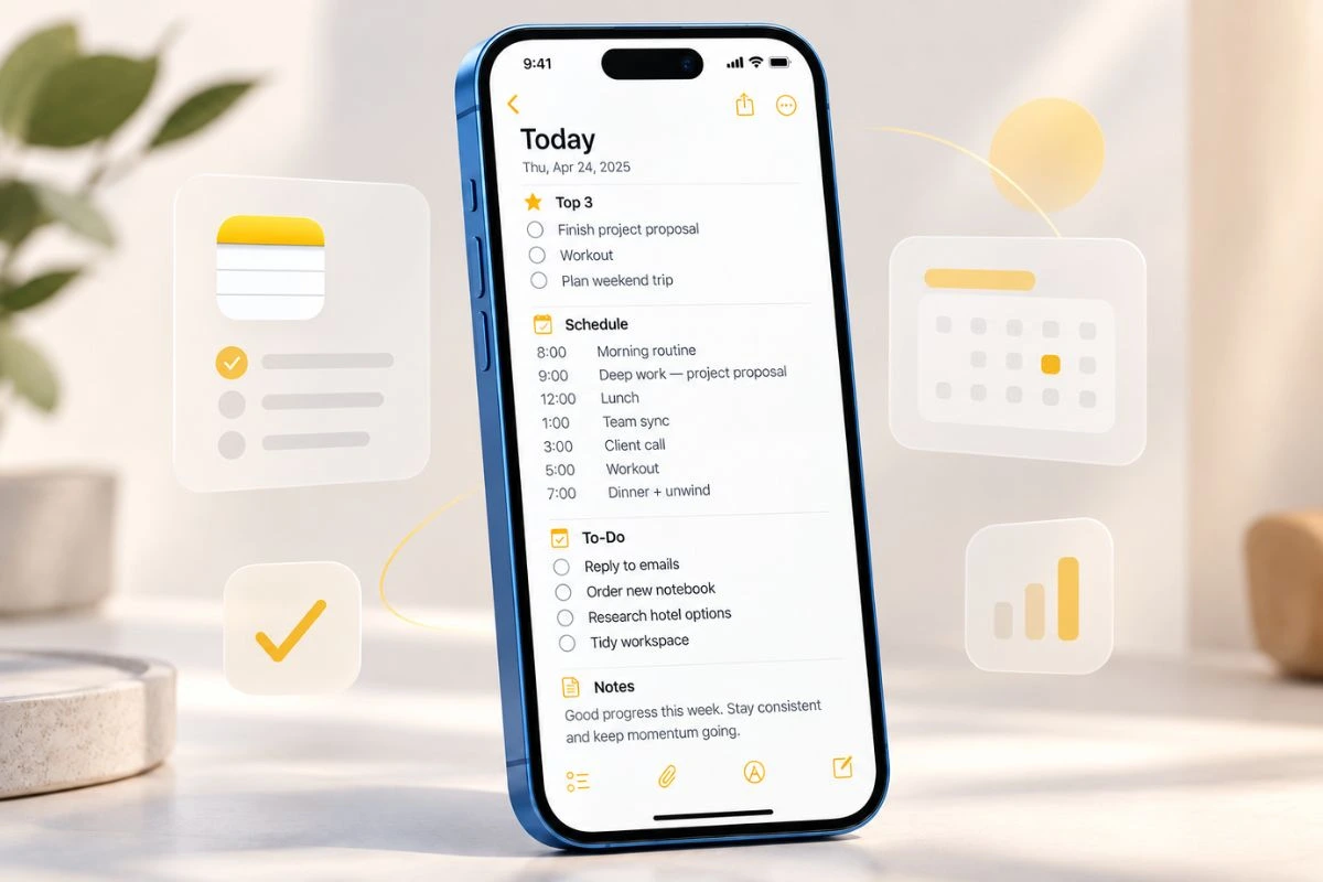 Apple Notes Daily Planner