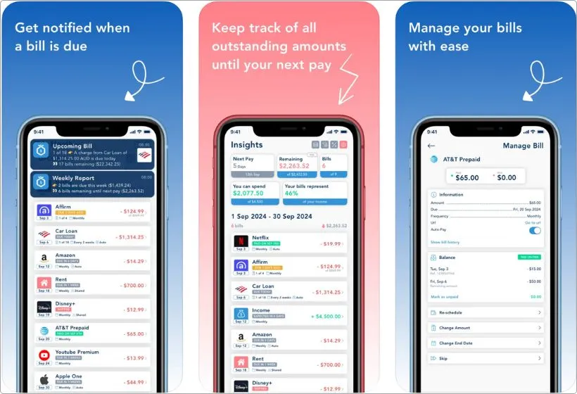 BillOut app screenshots