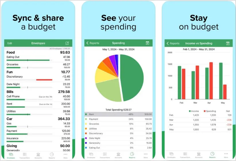 Goodbudget app screenshots