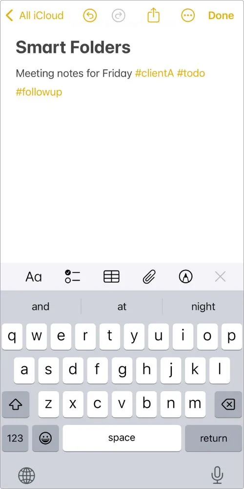 How to add tags in Apple Notes