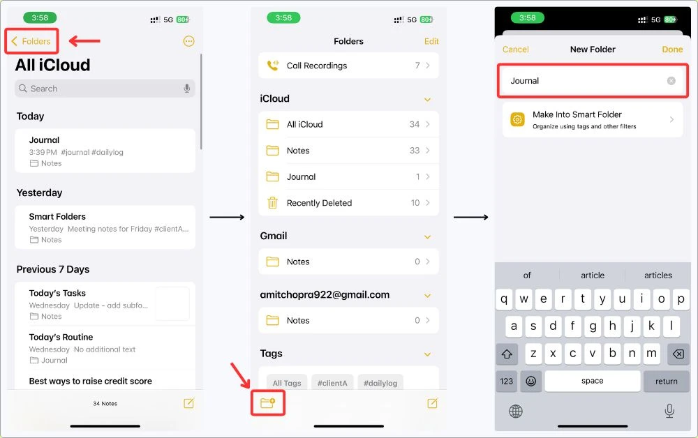 How to create journal folder