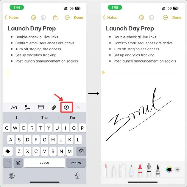 How to draw sketches & drawings in Apple Notes