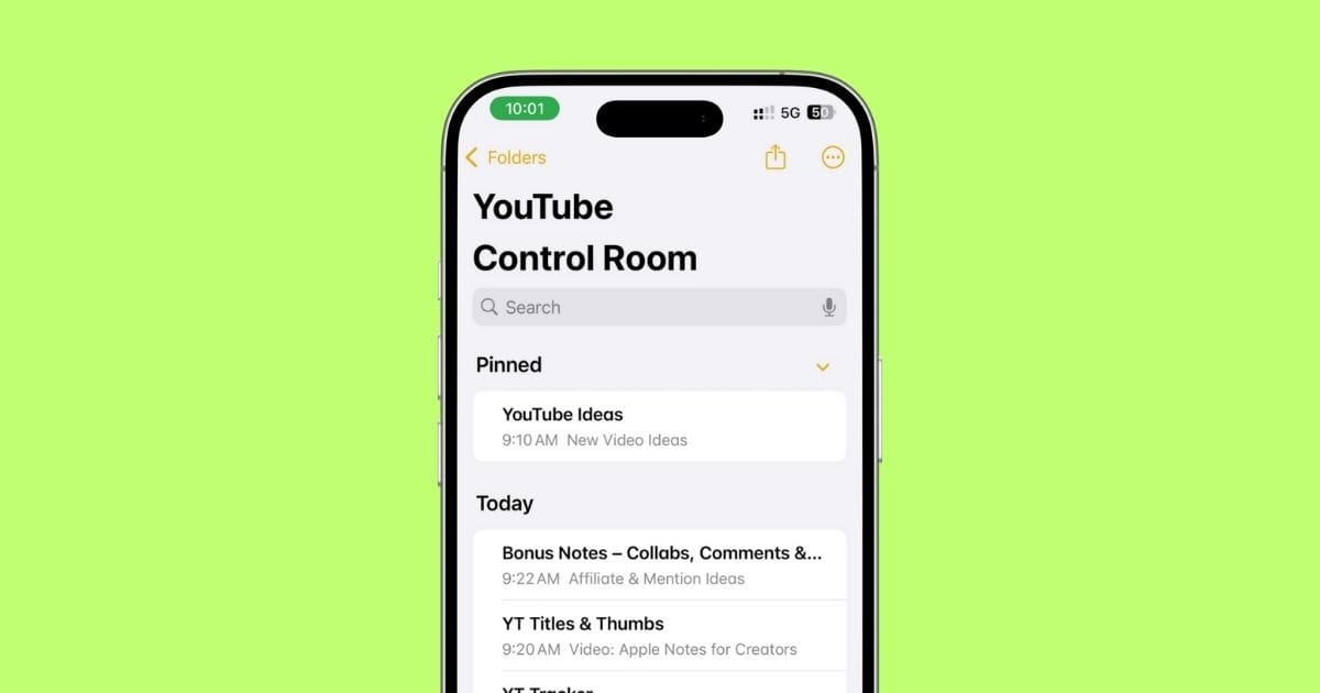 How to run a YouTube channel from Apple Notes
