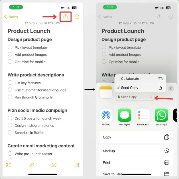 How to share your Apple notes