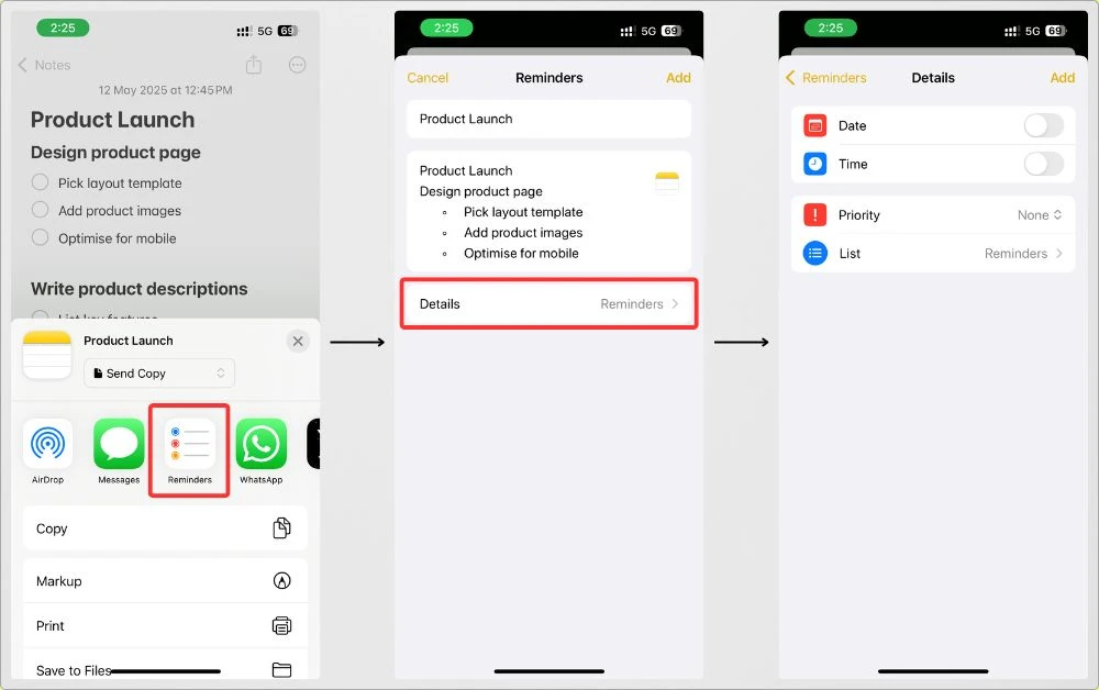 How to use reminder app with the Apple Notes