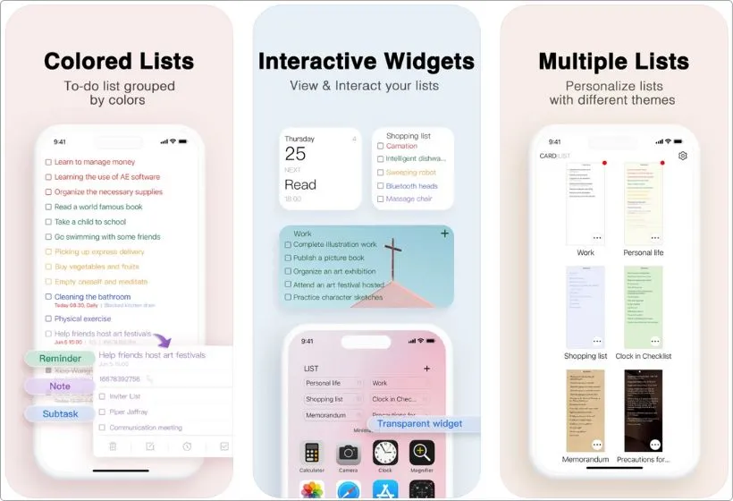 Minimalist app screenshots