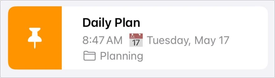 My Daily Plan note pinned to the top in Apple Notes so I can get to it instantly every morning.