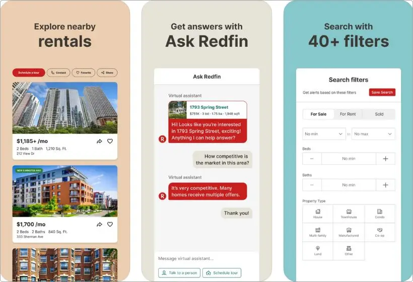 Redfin app screenshots