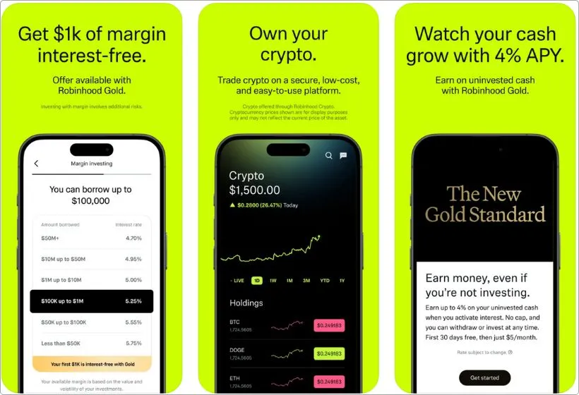 Robinhood app screenshots