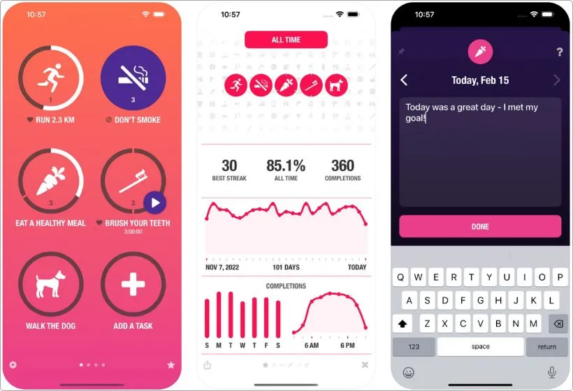 Streaks app screenshots