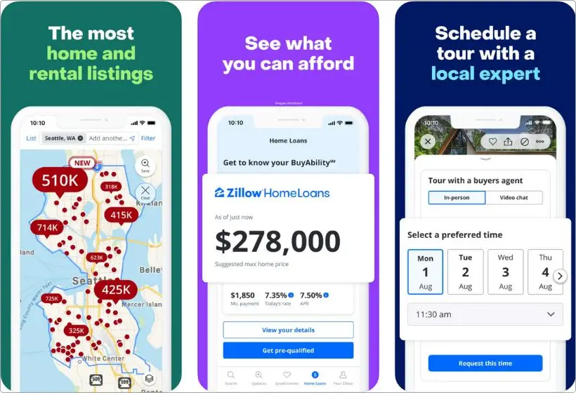 Zillow app screenshots