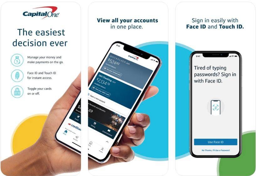 Capital One MONEY app screenshots