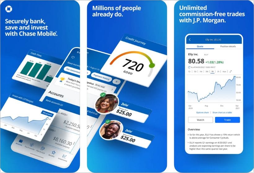 Chase Mobile app screenshots