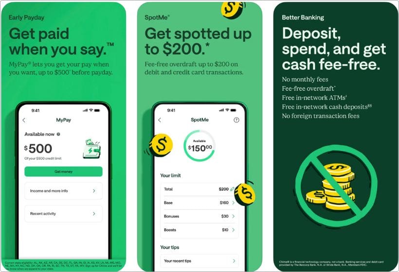 Chime app screenshots