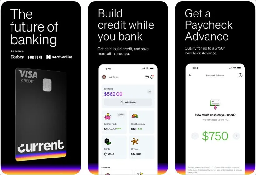 Current app screenshots