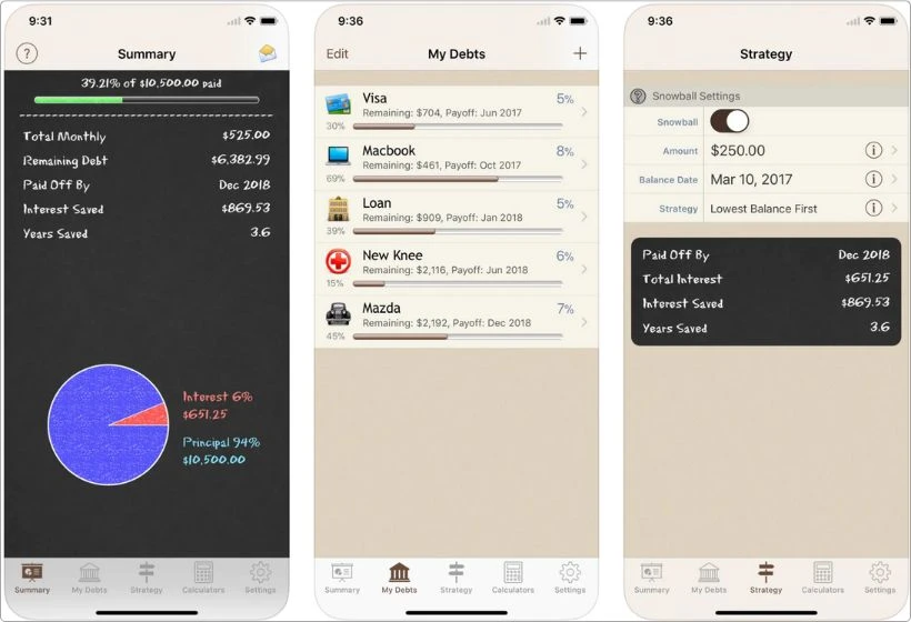 Debt Manager app screenshots