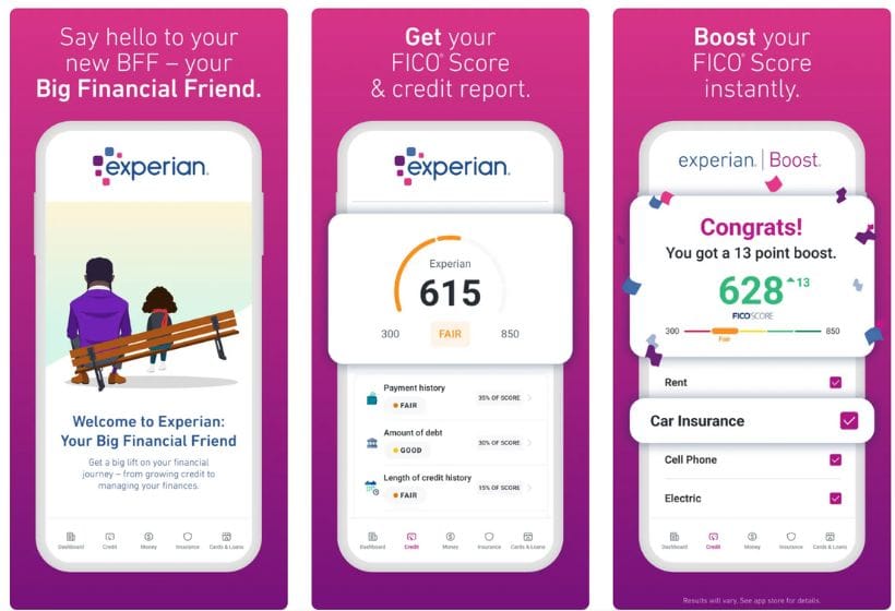 Experian app screenshots