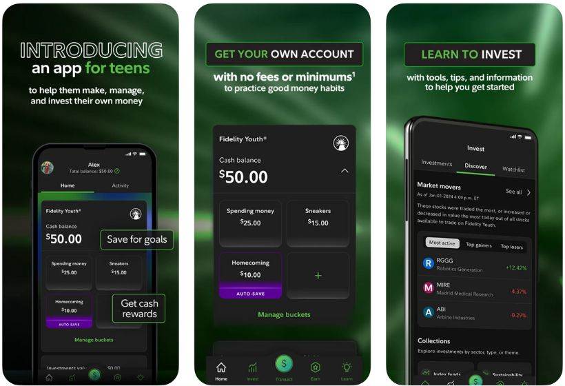 Fidelity Youth app screenshots