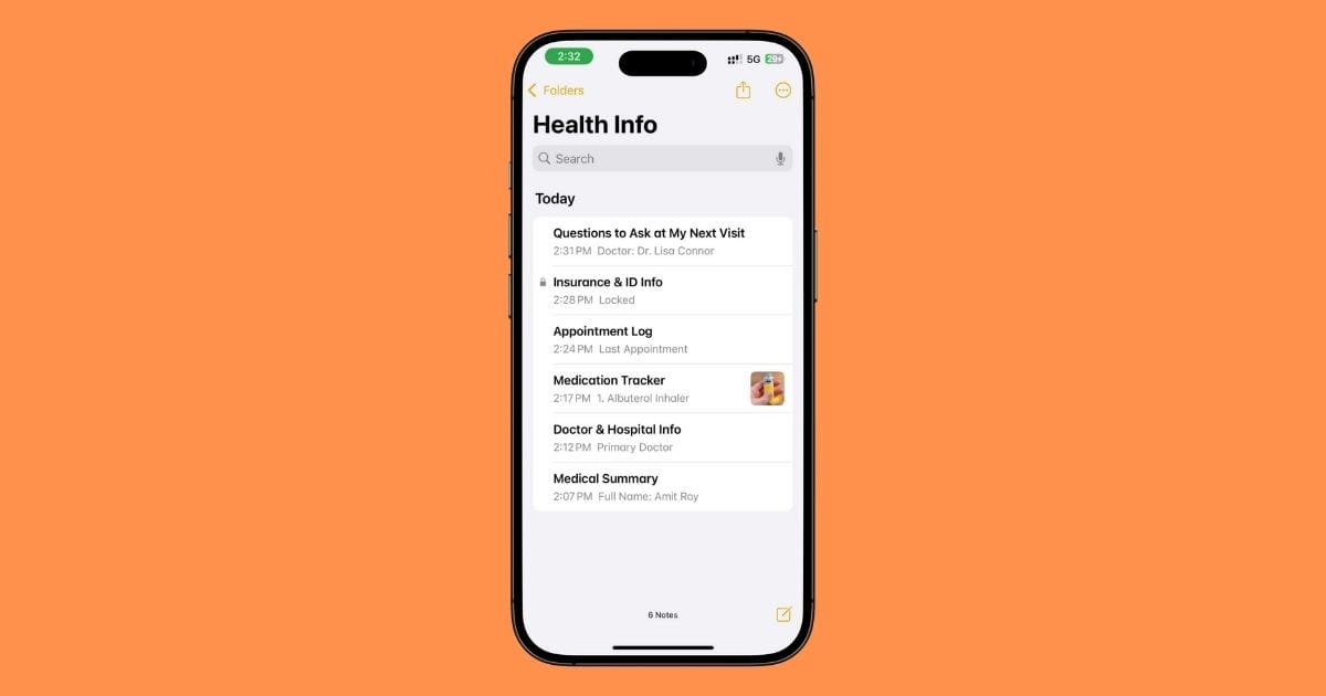 How I Use Apple Notes to Keep My Health Info Organized