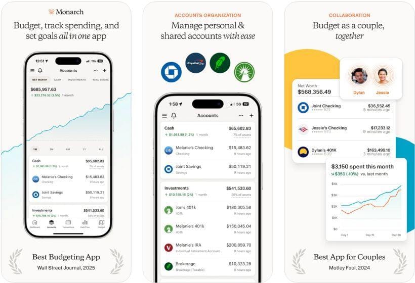 Monarch Money app screenshots