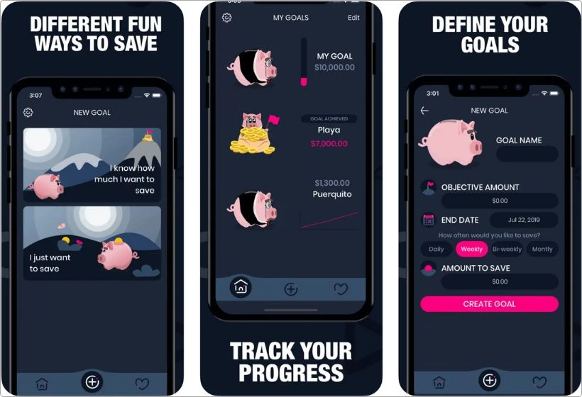 Piggy Goals app screenshots