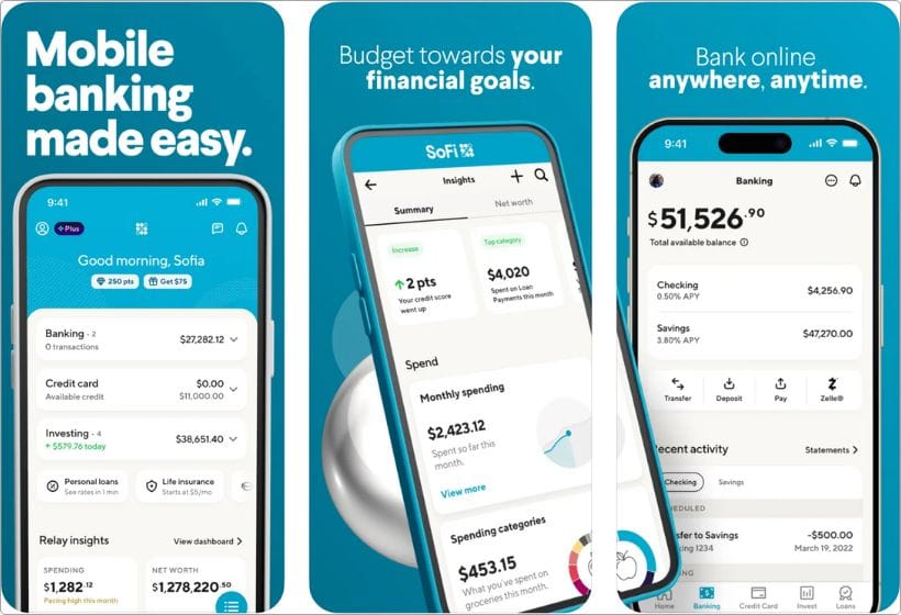 SoFi app screenshots