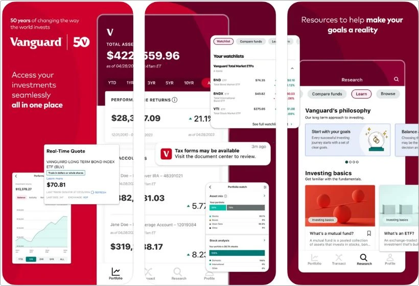 Vanguard app screenshots