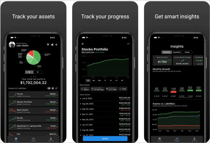 WorthTracker app screenshots