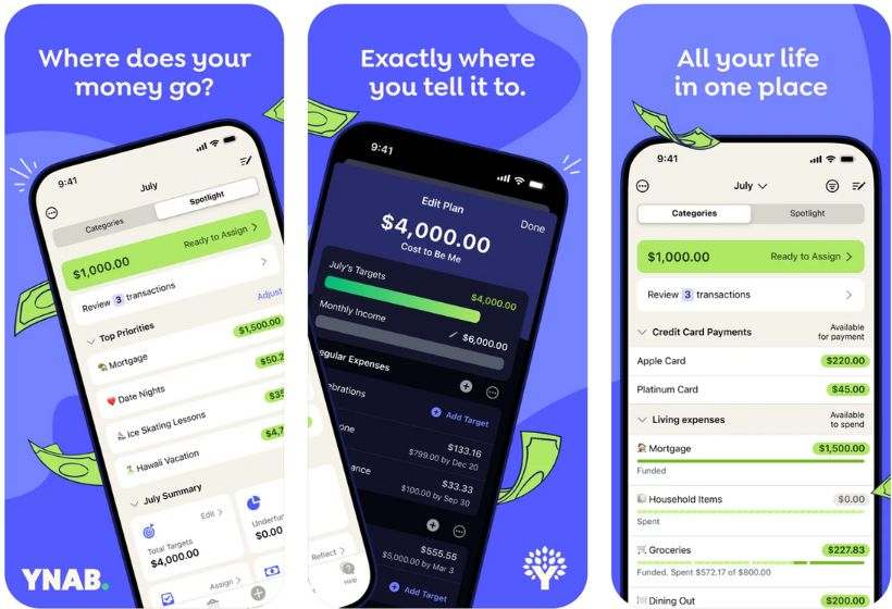 YNAB app screenshots