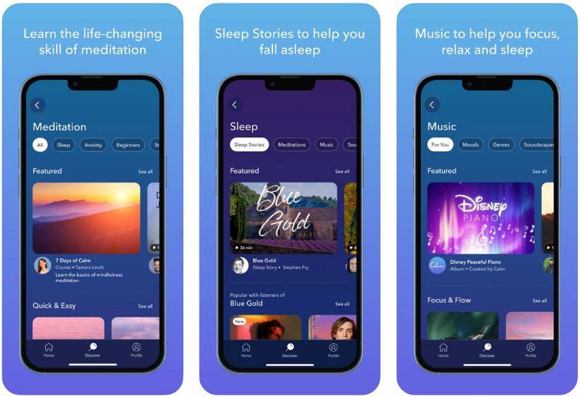 Calm app screenshots
