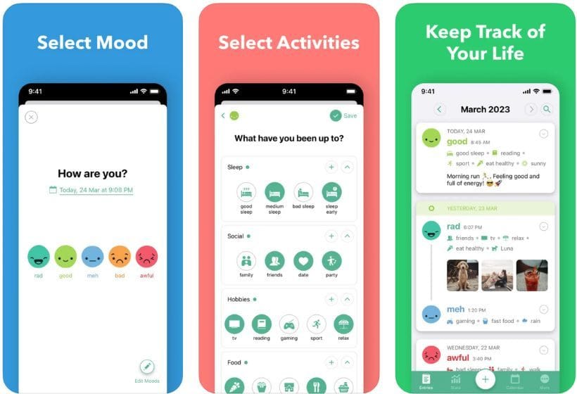 Daylio app screenshots