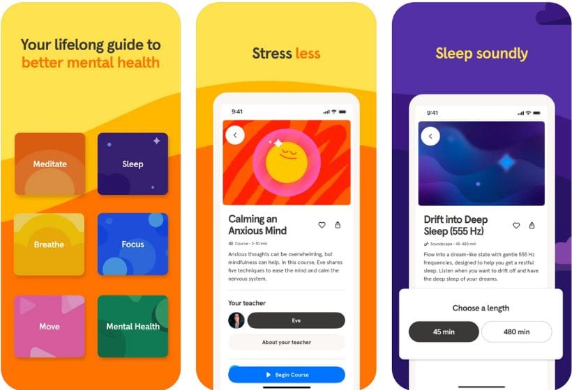 Headspace app screenshots