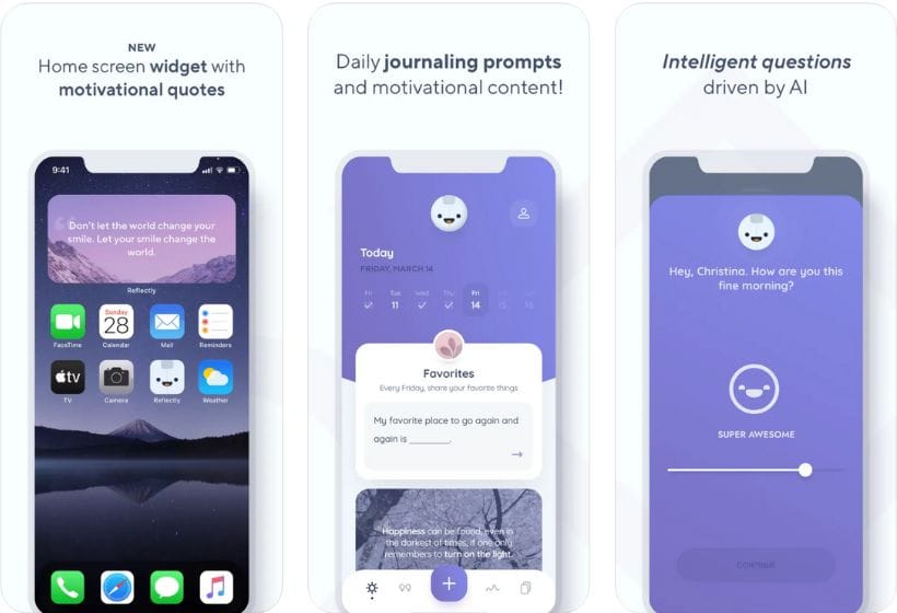 Reflectly app screenshots